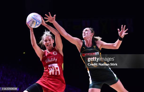 Natalie Haythornthwaite of England and Erin Burger of South Africa in action during the bronze medal match between England and South Africa at M&S...