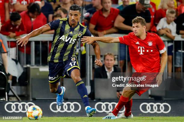 Nabil Dirar of Fenerbahce, Thomas Muller of Bayern Munchen during the Audi Cup match between Bayern Munchen v Fenerbahce at the Allianz Arena on July...