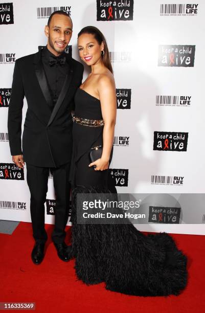 Alicia Keys and Swizz Beatz attend the Keep a Child Alive Black Ball 2011 at Camden Roundhouse on June 15, 2011 in London, England.