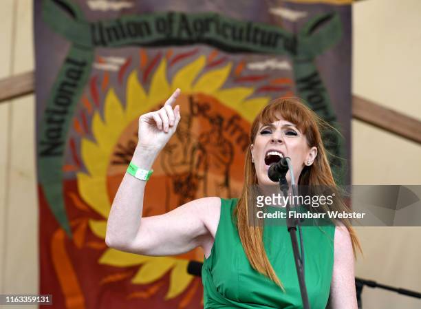 Shadow Secretary of State for Education Angela Rayner MP gives a speech at the Tolpuddle Martyrs Festival and Rally on July 21, 2019 in Tolpuddle,...
