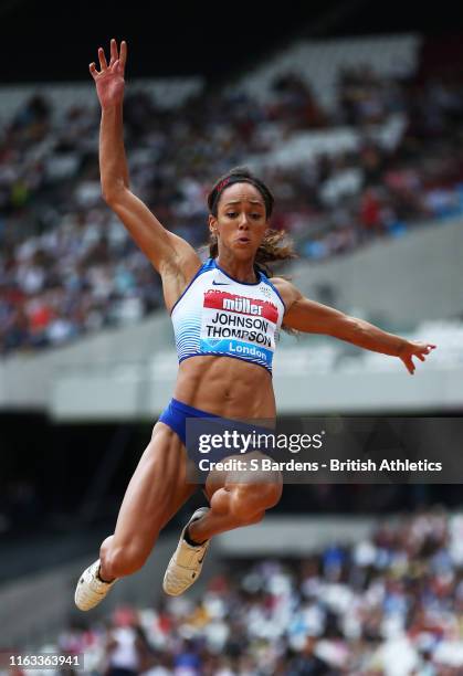 Katarina Johnson-Thompson of Great Britain competes in the Women's Long Jump during Day Two of the Muller Anniversary Games IAAF Diamond League event...