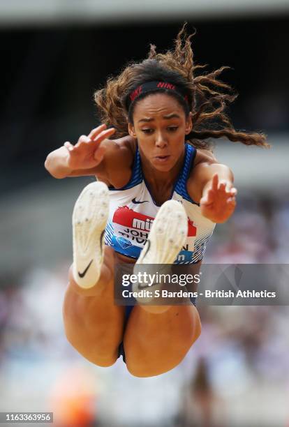 Katarina Johnson-Thompson of Great Britain competes in the Women's Long Jump during Day Two of the Muller Anniversary Games IAAF Diamond League event...