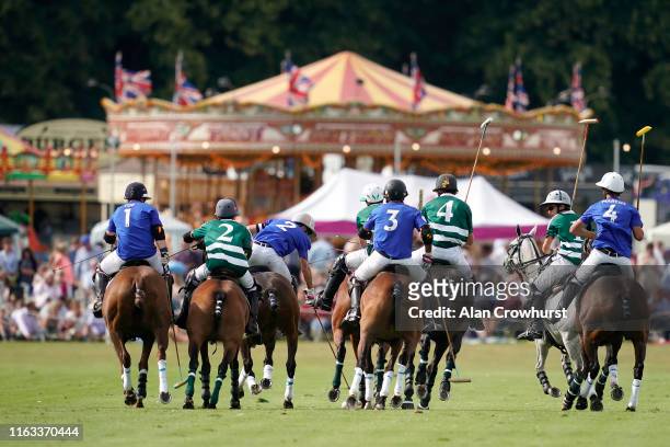 General view of action during the King Power Gold Cup Final British Open Polo Championship between Dubai and VS King Power at Cowdray Park Polo Club...