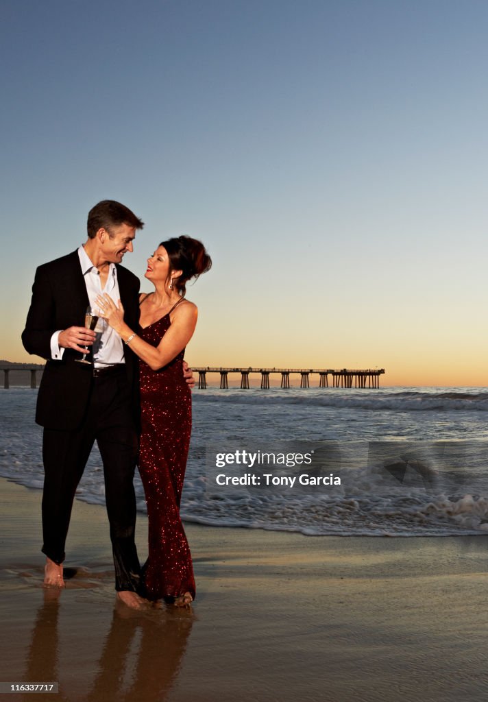 Baby Boomer couple on the beach