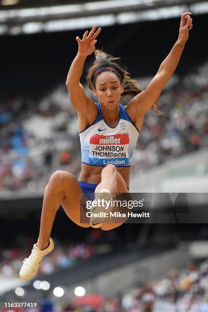 Katarina Johnson-Thompson of Great Britain in action in the Women's Long Jump during Day Two of the Muller Anniversary Games IAAF Diamond League...