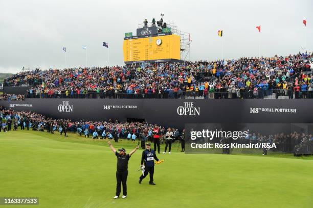 Shane Lowry of Ireland celebrates following his victory following the final round of the 148th Open Championship held on the Dunluce Links at Royal...