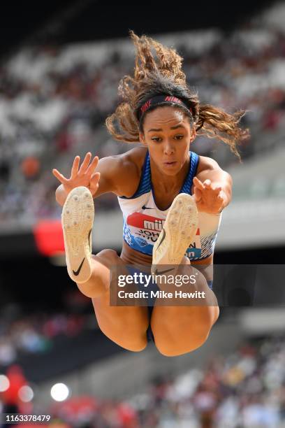 Katarina Johnson-Thompson of Great Britain in action in the Women's Long Jump during Day Two of the Muller Anniversary Games IAAF Diamond League...