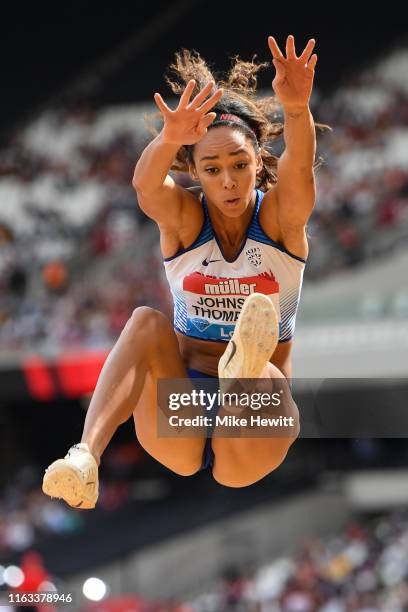 Katarina Johnson-Thompson of Great Britain in action in the Women's Long Jump during Day Two of the Muller Anniversary Games IAAF Diamond League...