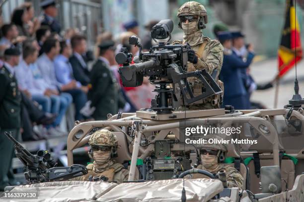 Belgian Special Forces participate in the military parade during the National Day of Belgium 2019 on July 21, 2019 in Brussels, Belgium.