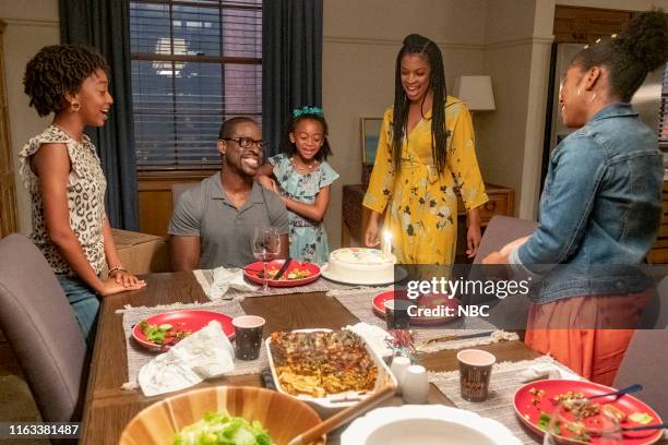 Strangers" Episode 401 -- Pictured: Eris Baker as Tess Pearson, Sterling K. Brown as Randall, Faithe Herman as Annie Pearson, Susan Kelichi Watson as...