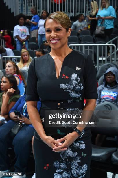 Journalist, Jovita Moore is honored as one of Atlanta's Women of Inspiration during the game between the Atlanta Dream and Chicago Sky on August 20,...