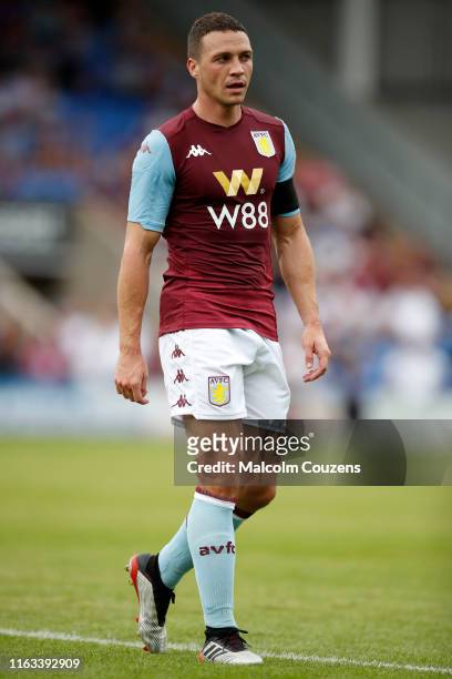 James Chester of Aston Villa during the Pre-Season Friendly match between Shrewsbury Town and Aston Villa at Montgomery Waters Meadow on July 21,...