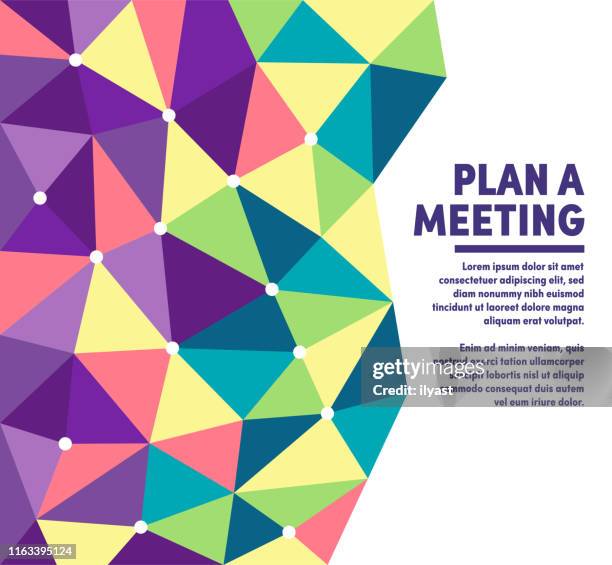 meeting plan colorful polygon web banner design - polygonal meeting stock illustrations