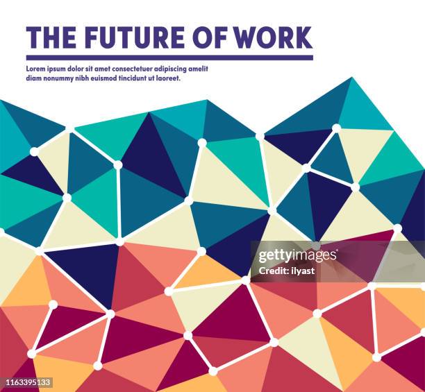 future of work multicolor polygon vector background - polygonal meeting stock illustrations