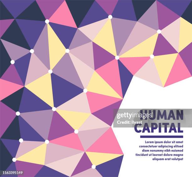 human capital multicolor polygon vector illustration - polygonal meeting stock illustrations