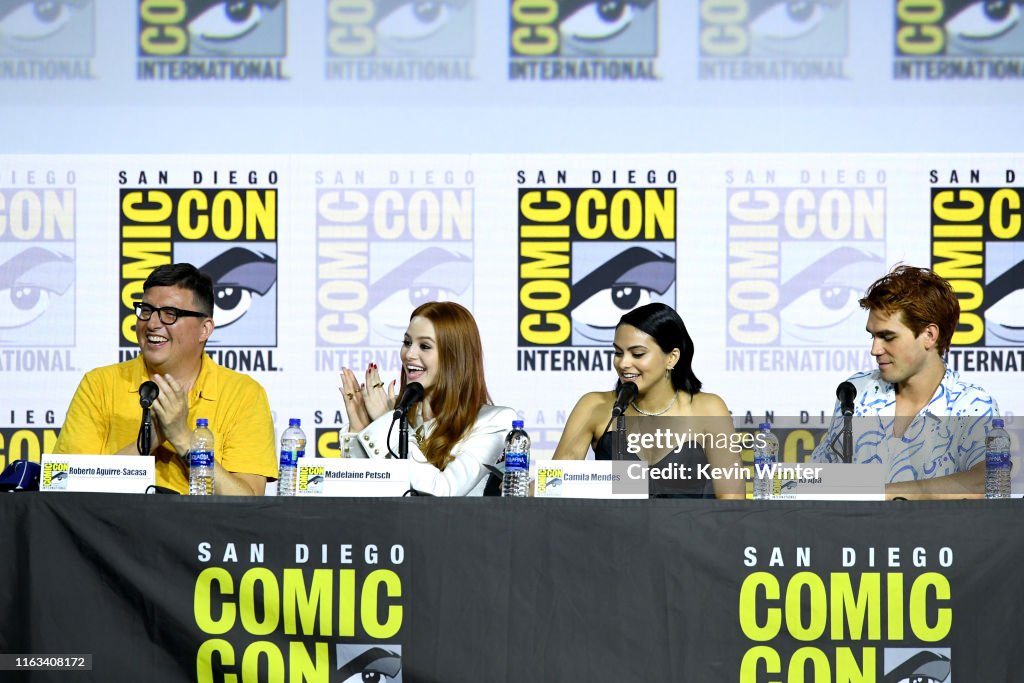 Roberto Aguirre-Sacasa, Madelaine Petsch, Camila Mendes, and KJ Apa
