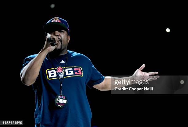 Ice Cube, founder of the BIG3, performs during week five of the BIG3 three on three basketball league at Chesapeake Energy Arena on July 21, 2019 in...