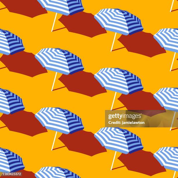 seamless summer beach umbrella pattern - parasol stock illustrations