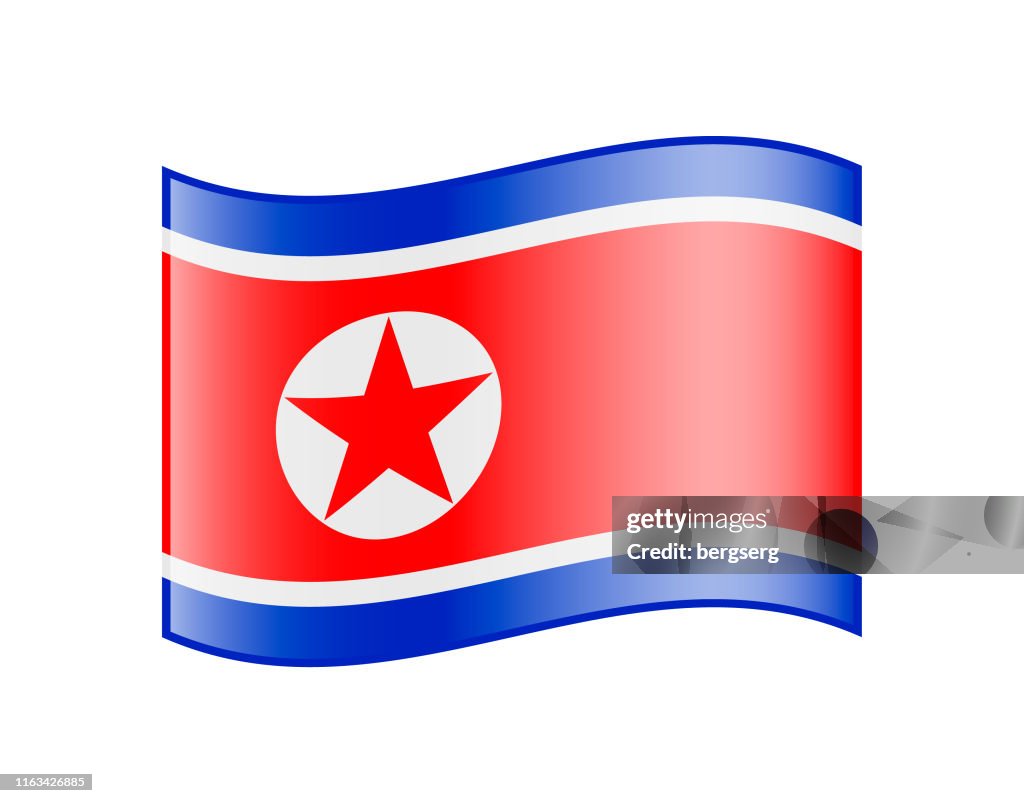 National Flag of North Korea. Glossy Icon
