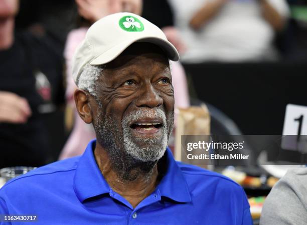 Basketball Hall of Fame member Bill Russell attends a game between the Minnesota Lynx and the Las Vegas Aces at the Mandalay Bay Events Center on...