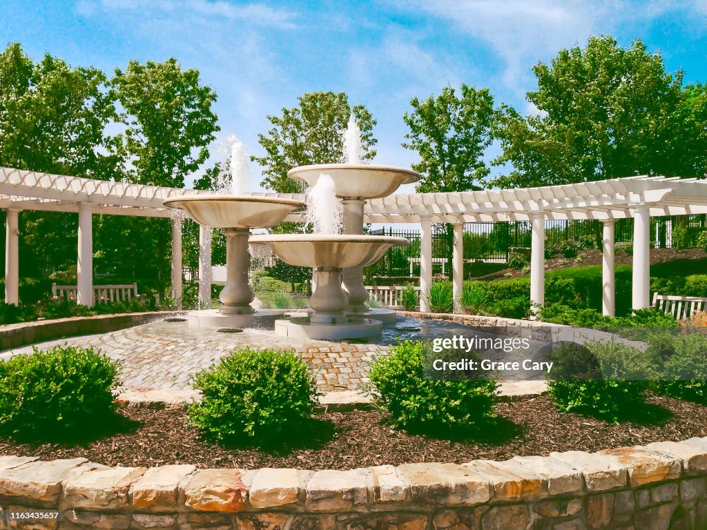 Water Flows from Fountains in Idyllic Community