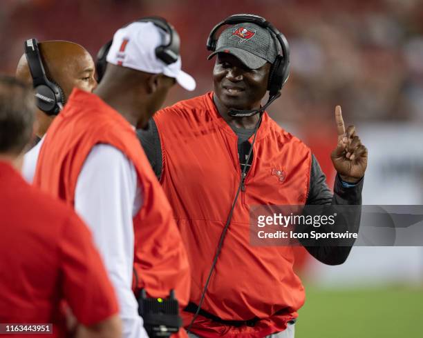 Tampa Bay Buccaneers defensive coordinator Todd Bowles during the second half of an NFL preseason game between the Cleveland Browns and the Tampa Bay...