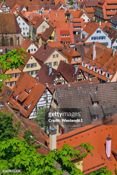 townscape from above, tuebingen, baden-wuerttemberg, germany - fachwerk stock-fotos und bilder