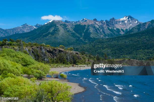 beautiful mountain lake in the los alerces national park, chubut, argentina, south america - chubut province stock pictures, royalty-free photos & images
