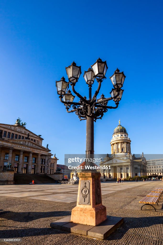 View to French Cathedral and conzert hall at Gendarmenmarkt, Berlin, Germany