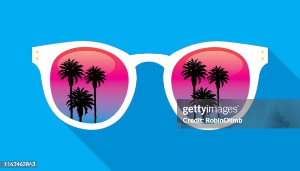 palm trees reflection sunglasses - sunglasses reflection stock illustrations