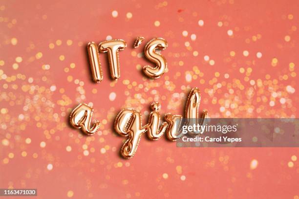 it´s a girl message balloon - it's a girl stock pictures, royalty-free photos & images