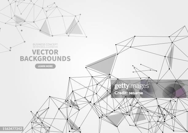 abstract point and line geometric background, polygonal structure - hexagon network stock illustrations