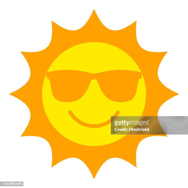 sun with sunglasses smiling icon - sun stock illustrations