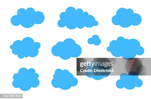 Blue clouds set - vector collection of various shapes. Blue clouds set - vector collection of various shapes.