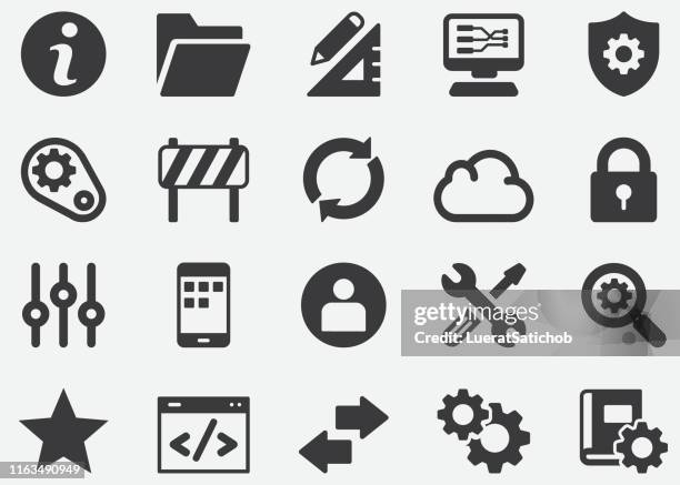 ilustraciones, imágenes clip art, dibujos animados e iconos de stock de configuración de iconos de silueta - manual