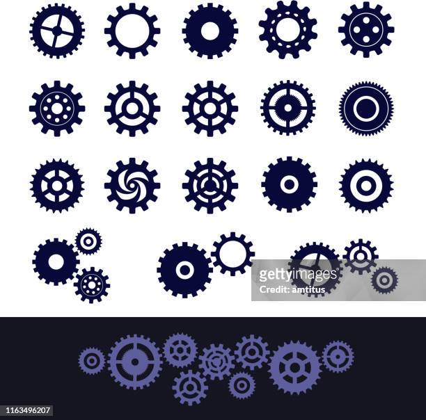 cogs set - gear levers stock illustrations