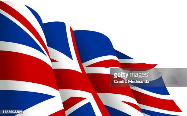 stockillustraties, clipart, cartoons en iconen met britse vlag vector zwaaiende - english culture