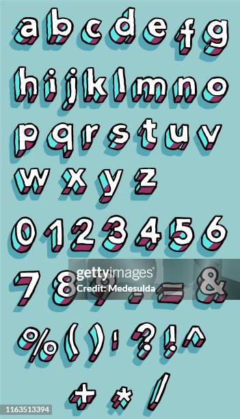 alphabet lowercase sketch three dimensional - 3d alphabet stock illustrations