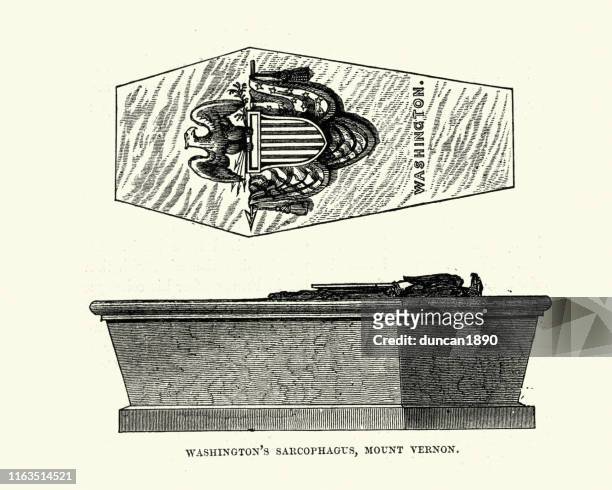 illustrazioni stock, clip art, cartoni animati e icone di tendenza di sarcofago di george washington, mount vernon - mount vernon virginia
