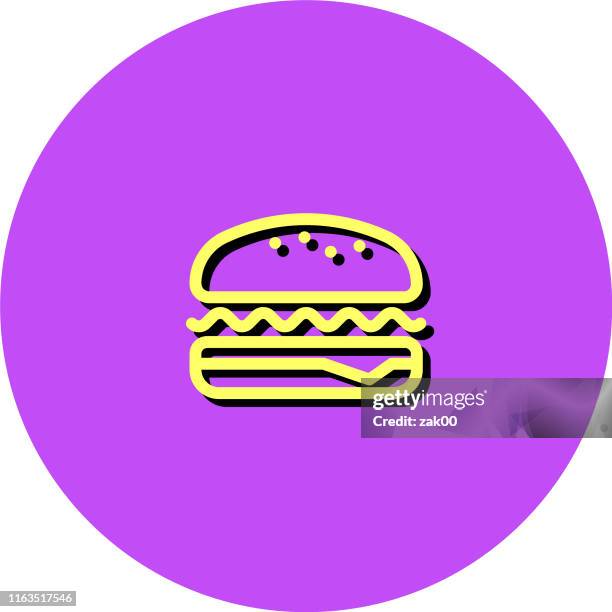 cheeseburger line design fast food icon - chicken nugget stock illustrations