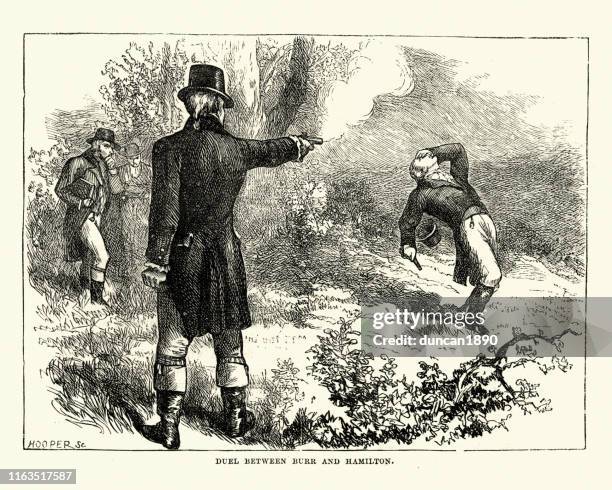 duel between aaron burr and alexander hamilton - alexander hamilton stock illustrations