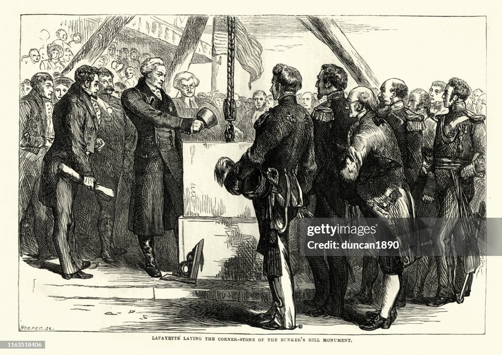 Lafayette laying the cornerstone of the Bunker's Hill Monument