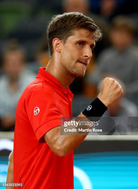 Martin Klizan of Slovakia reacts on day one during the Hamburg Open 2019 at Rothenbaum on July 22, 2019 in Hamburg, Germany.