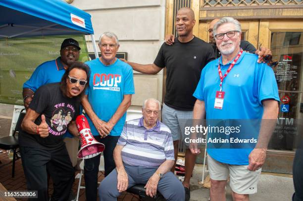 Kevin Mitchell, Jimmy Hart, Lou Piniella, Tommy Lasorda, Darryl Strawberry and Jack Morris on July 21, 2019 in Coopertown New York.