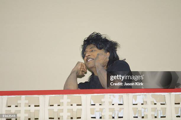 Singer Little Richard watches Michael Jackson's new short film "You Rock My World," that is displayed across the street next to the House of Blues,...
