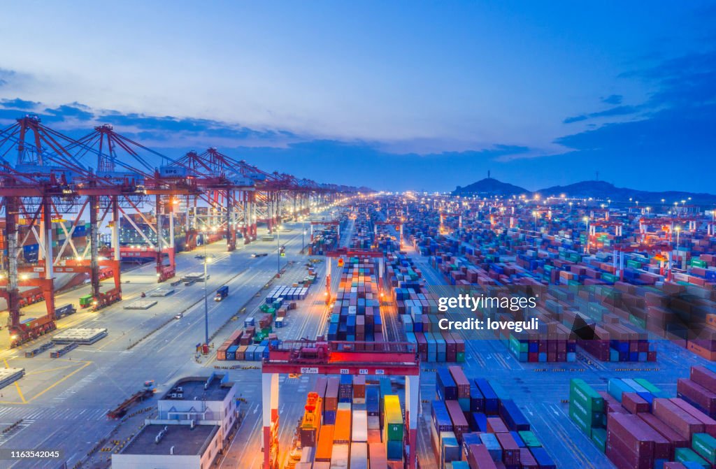 Aerial view port at shanghai