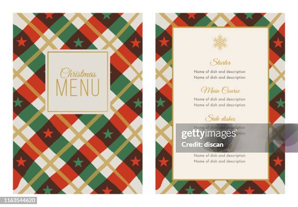 christmas menu template with stars and stripes. - high end store fronts stock illustrations