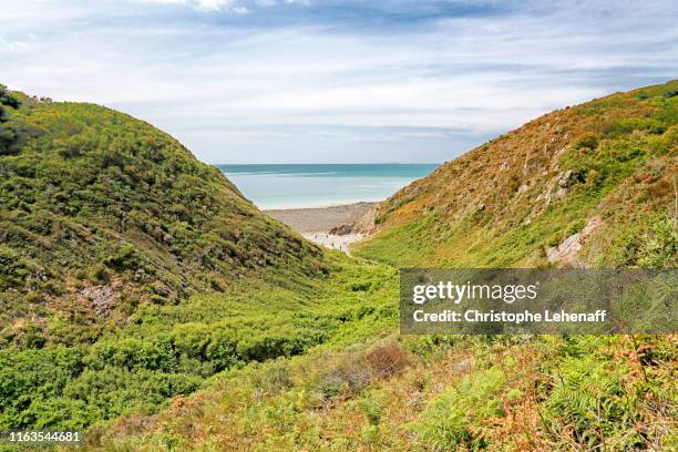 cliffs in carolles, normandy. - carolles fotografías e imágenes de stock