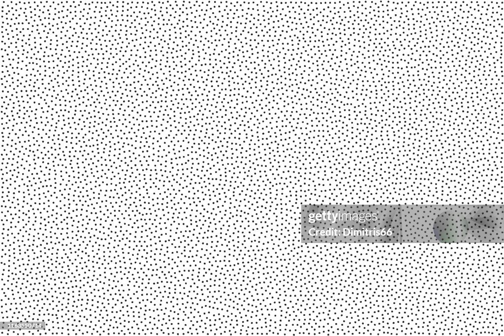 Sfondo astratto granuloso in bianco e nero. Mezzitoni - motivo puntinismo con punti casuali.