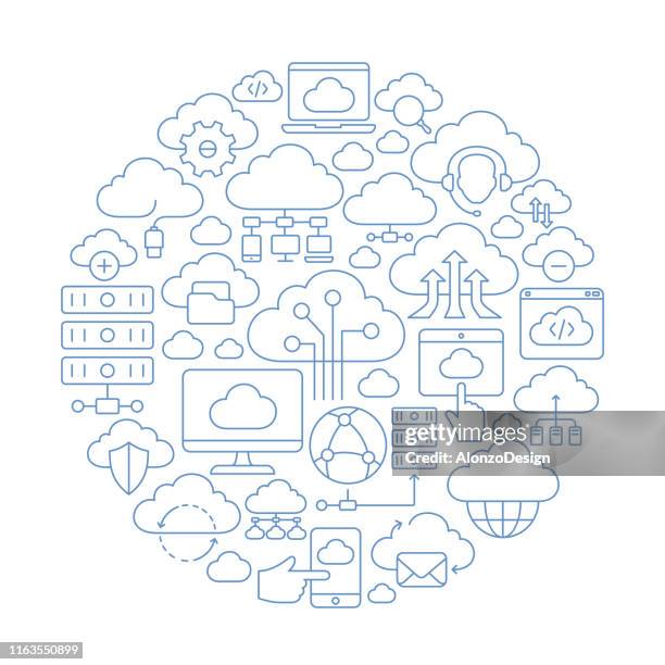 illustrations, cliparts, dessins animés et icônes de concept d'informatique en nuage - cloud informatique